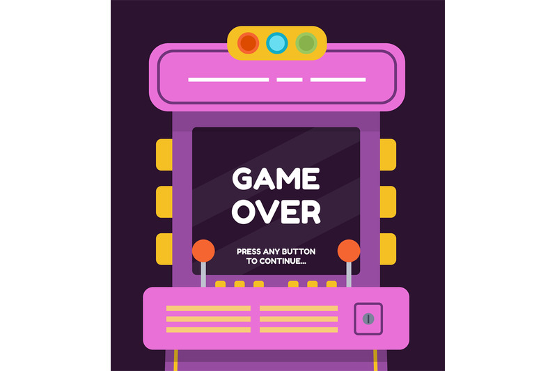 Cartoon retro arcade machine with game over screen. Old gamer 80s cons By  Tartila | TheHungryJPEG