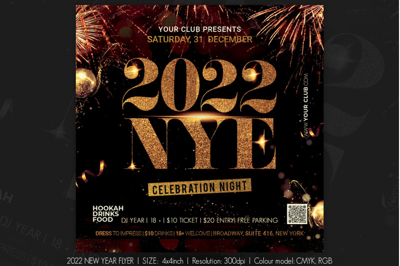 2022 New Year Party Flyer By artolus | TheHungryJPEG