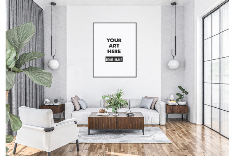 Interior scene_artwork background_frame mockup By Elmil Design ...