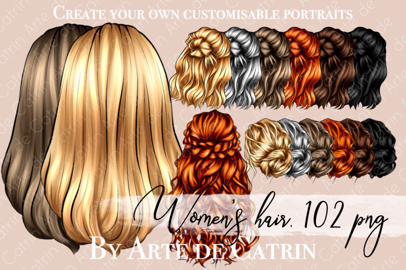 Hair Clipart, Natural Hair PNG, Woman Hairstyles, Hair Clipart Pack By ...