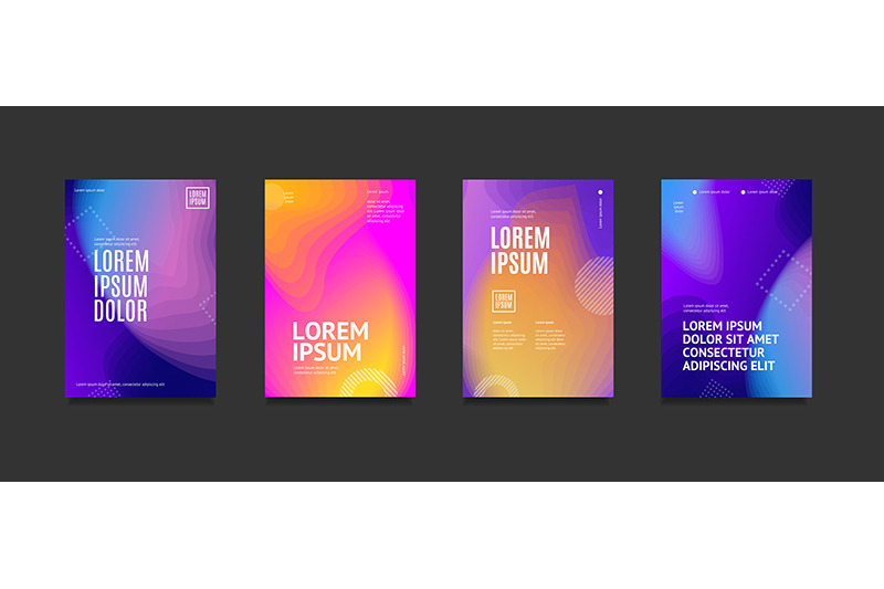 Poster Banner Card with Abstract Vibrant Color Gradient Blot Set. Vect ...