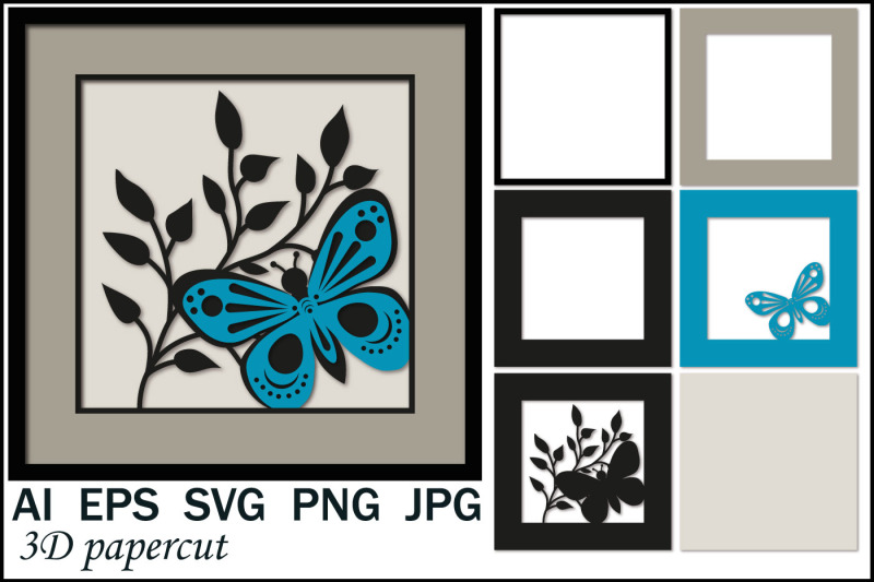 3D postcard butterfly, papercut svg By LesinkaVector | TheHungryJPEG