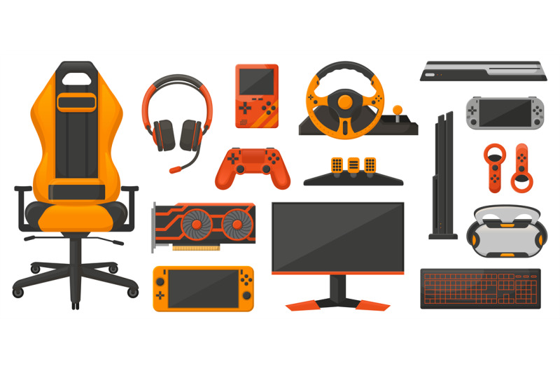 Video gaming equipment, joysticks, gaming chair, console and