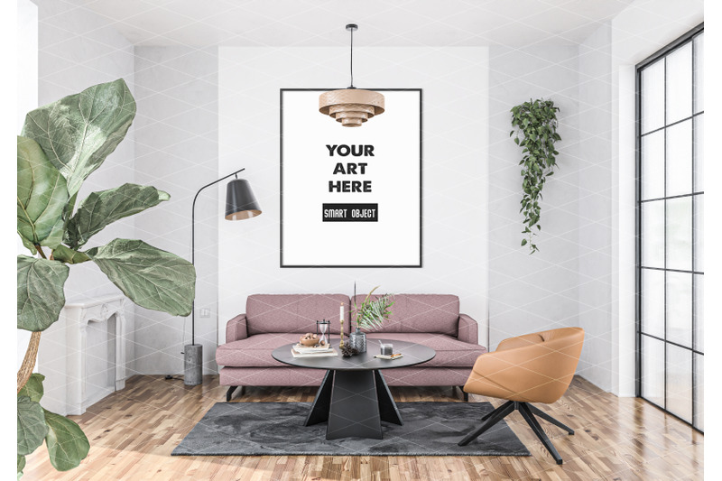 Interior scene_artwork background_frame mockup By Elmil Design ...