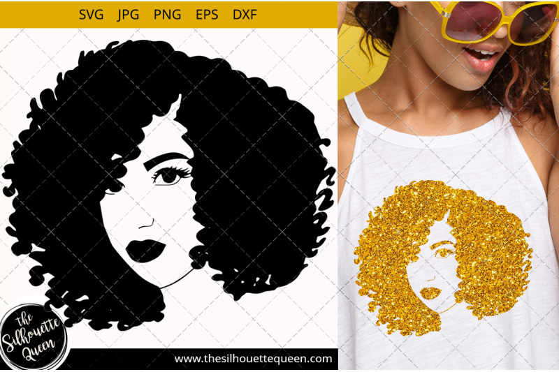 Afro Woman svg with Short Curly Kinky Weave, African American woman sv ...