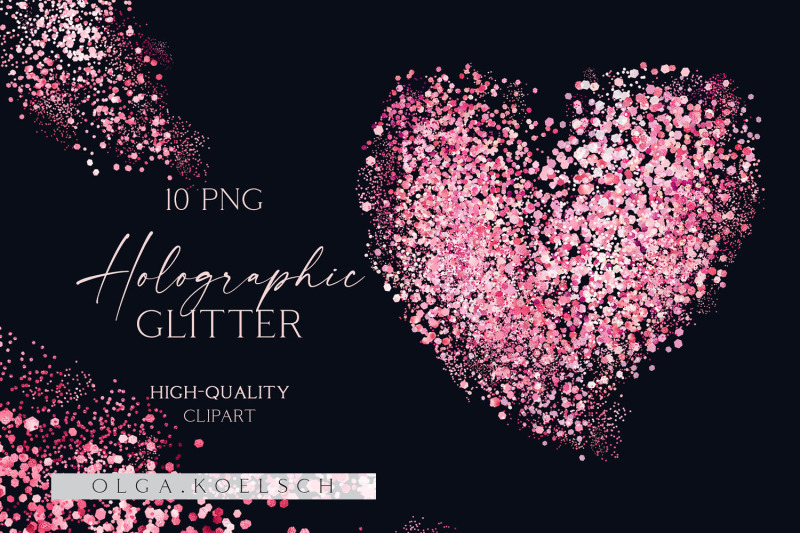 Pink Glitter holographic overlays Golden falling glitter By Olga ...