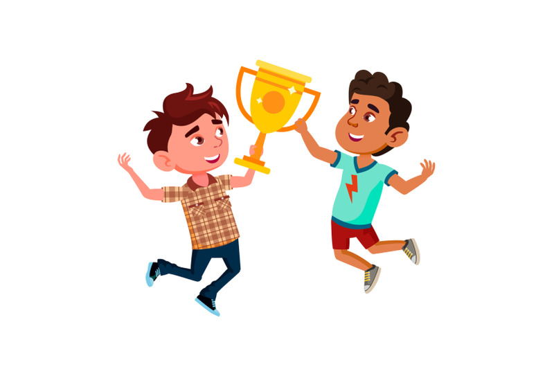 Boys Kids Celebrating Victory Together Vector By Pikepicture ...