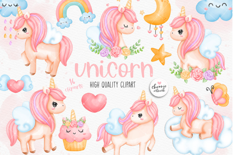 Unicorn clipart By Chonnieartwork | TheHungryJPEG