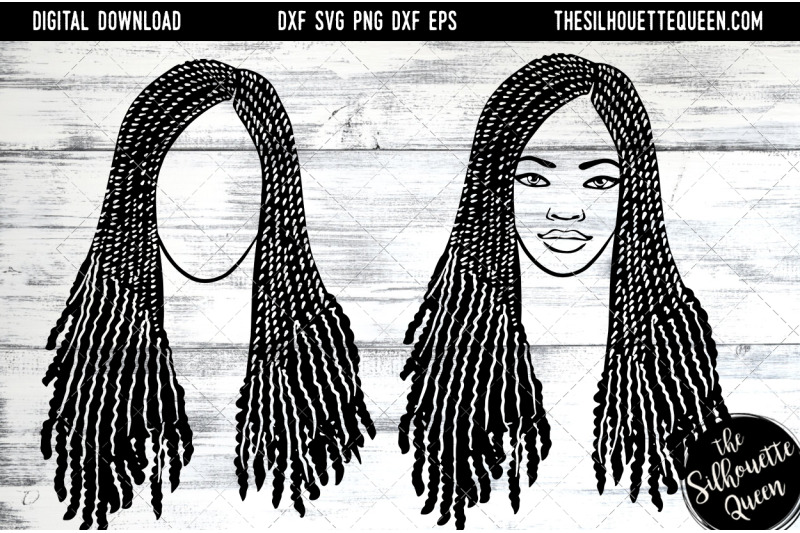 Afro Hair - Braids with Curls By The Silhouette Queen | TheHungryJPEG