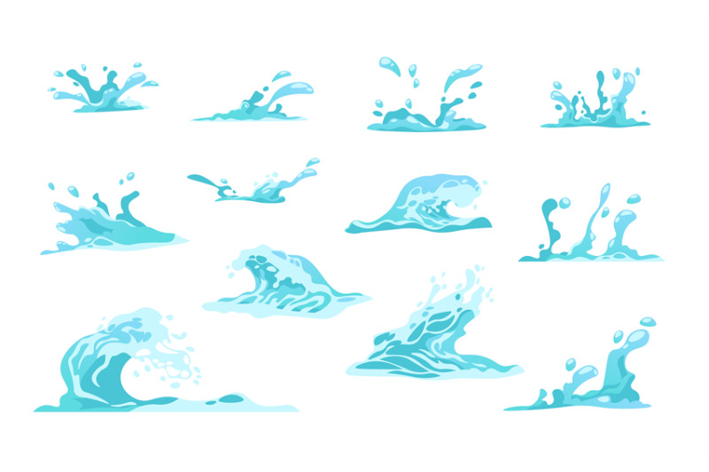 Cartoon water splash. Flowing wave, drop or crown and falling spray ef By  SpicyTruffel | TheHungryJPEG