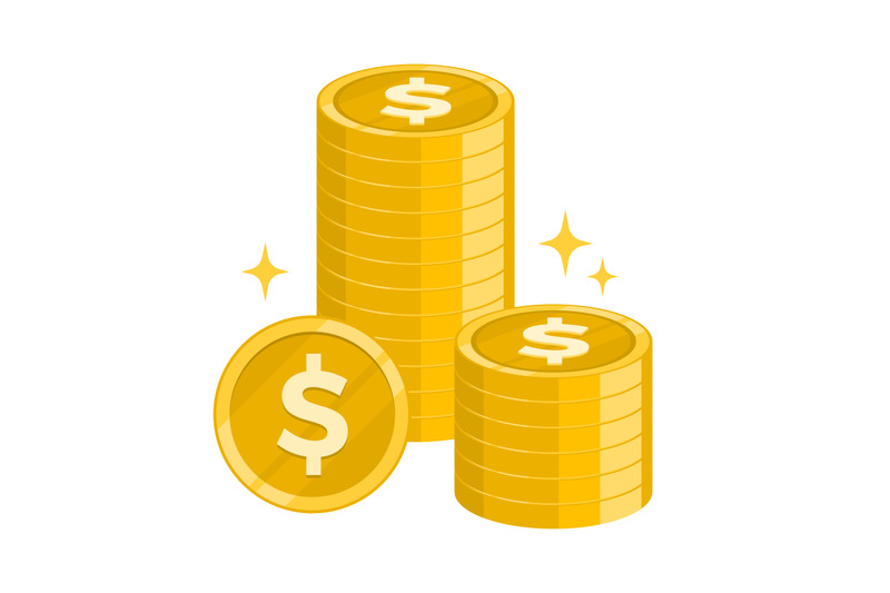 Gold dollar coins money. Flat design. Editable vector format. By ...