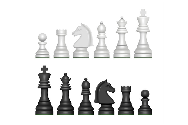 Chess figures. Strategy game symbols pawn horse knights king and queen ...