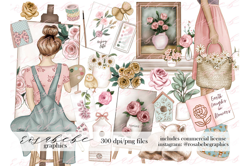 Spring clipart By ROSABEBEGRAPHICS | TheHungryJPEG