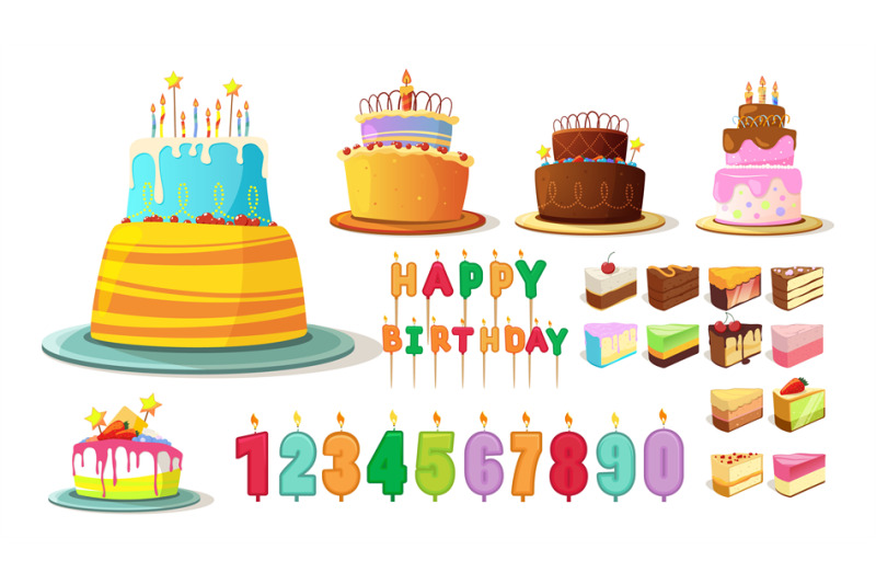 Big beautiful birthday cake with a festive candle on the three-year • wall  stickers childhood, vector, round | myloview.com