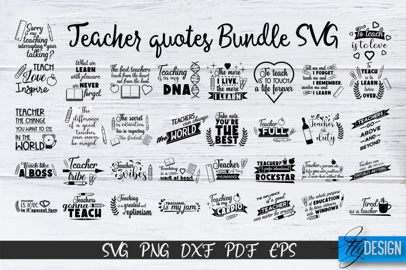 Teacher Svg Bundle. Back to school SVG. Teacher quotes vol.1 By Fly ...