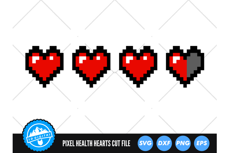 Pixel Health Hearts SVG | Life Hearts Cut File | Retro Gaming SVG By LD ...