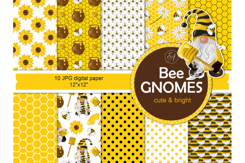 Bee digital paper By Elena Dorosh | TheHungryJPEG