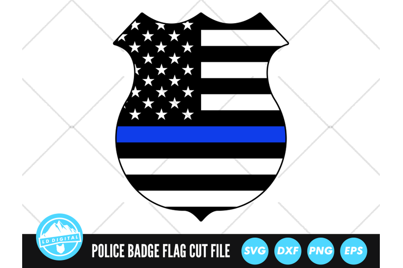 Police Badge Blue Line Flag SVG | Police Shield Thin Blue Line SVG By ...