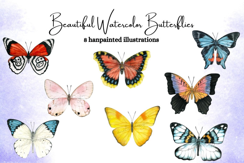 Watercolor Butterflies By Old Continent Design | TheHungryJPEG