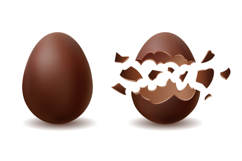 Tasty chocolate egg cracked and whole By vectortatu | TheHungryJPEG