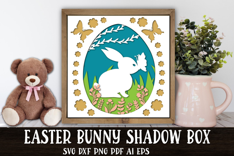 3D Shadow Easter Bunny Box. Papercut File SVG. By Samaha Shop Art ...