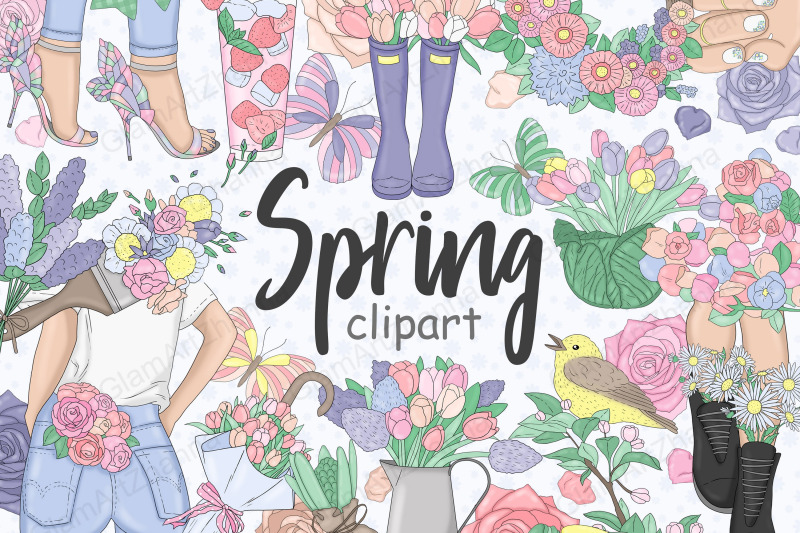 Spring Clipart By GlamArtZhanna | TheHungryJPEG