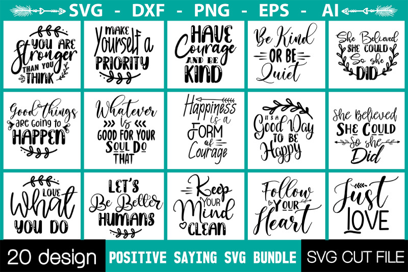 Positive Saying Svg Bundle By Najirbd 