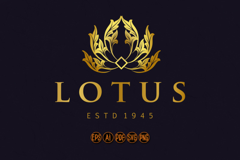 Gold lotus flower luxury logo Royalty Free Vector Image