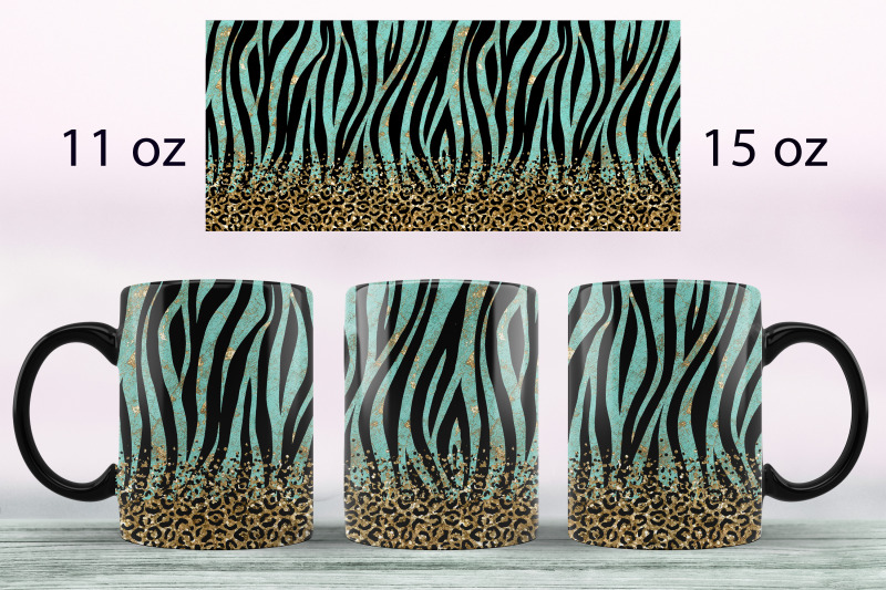 Zebra animal print mug sublimation Leopard print wrap design By
