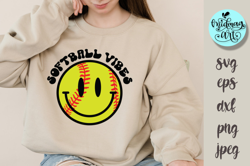 Softball vibes svg, sports svg By Midmagart | TheHungryJPEG