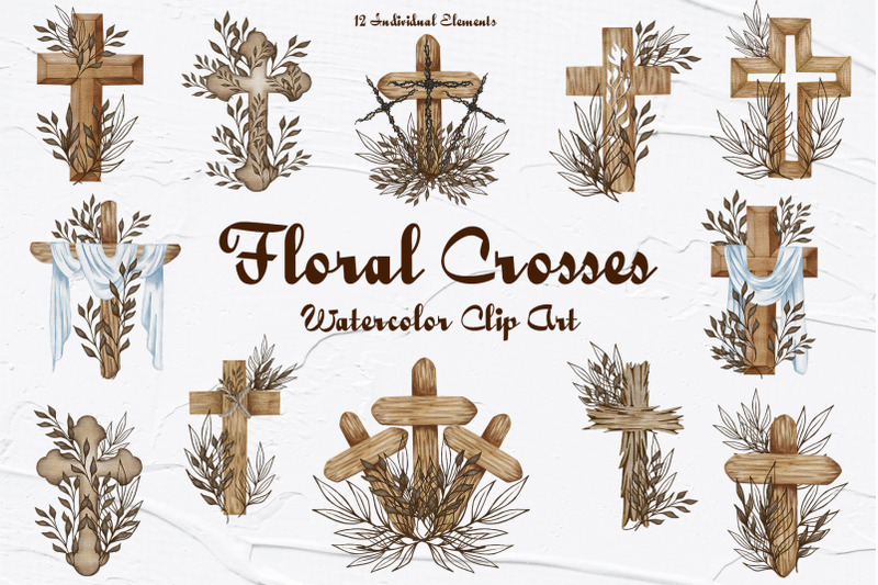 Floral Crosses Clipart By BarvArt | TheHungryJPEG