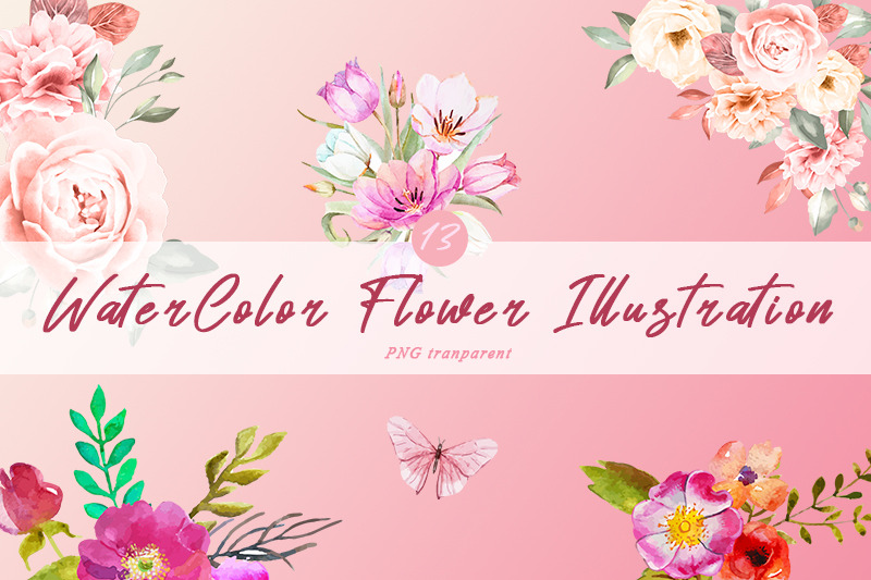 13 Watercolor Flower (PNG transparent) By vito12 | TheHungryJPEG