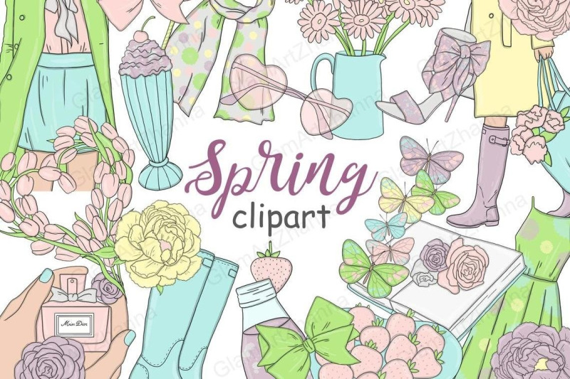 Spring Clipart By GlamArtZhanna | TheHungryJPEG