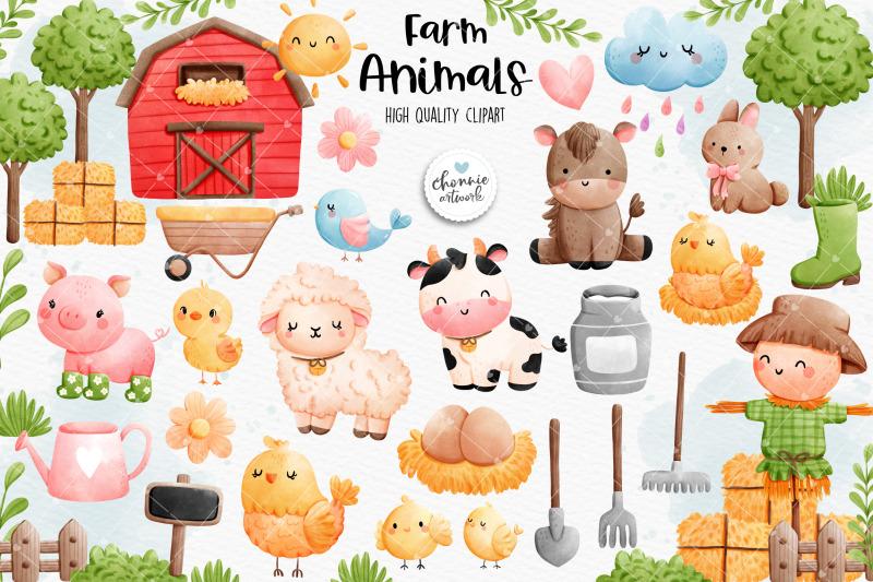 Farm animals clipart, Farm clipart By Chonnieartwork | TheHungryJPEG