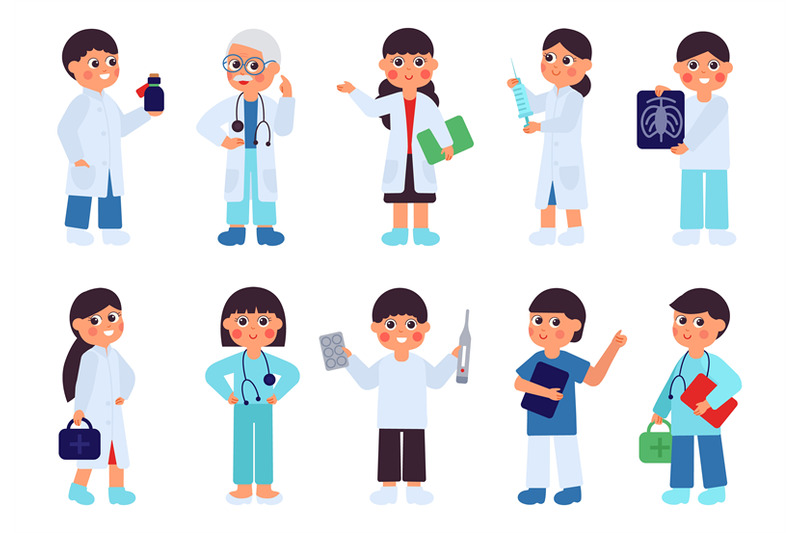 Doctor characters. Kawaii medical people, cute cartoon hospital team. By  Microvector | TheHungryJPEG