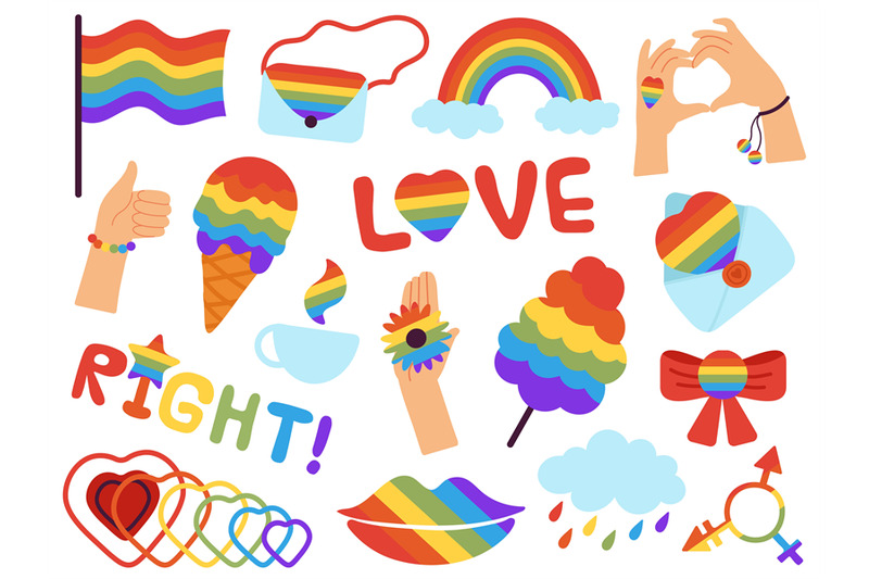 Pride stickers. Lgbt badges, lgbtq gays parade. Rainbow colours logos ...