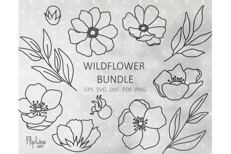 Wildflower SVG & PNG botanical clipart bundle, Summer Flower By 4eka ...