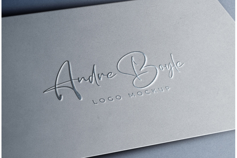 Embossed Silver Logo Mockup By Smart Works | TheHungryJPEG