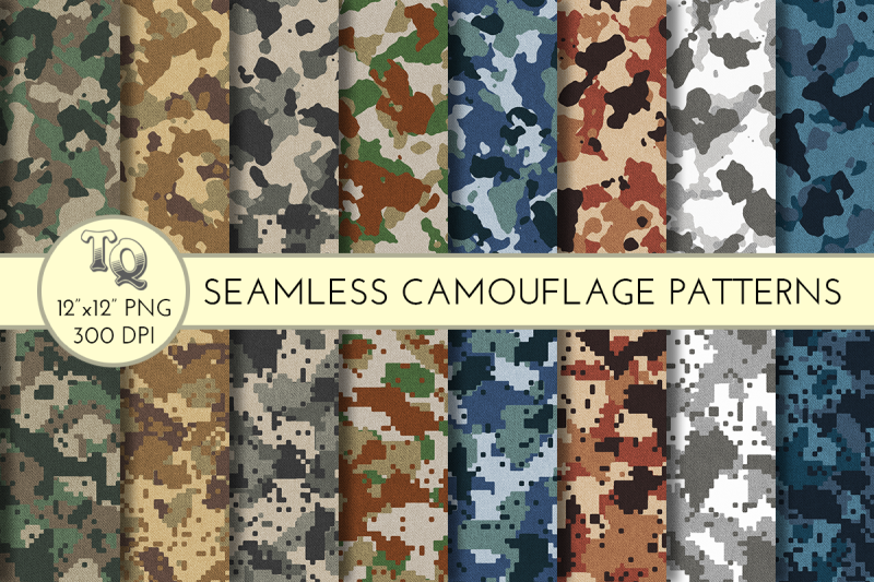 Seamless Textured Camouflage Patterns By Tq Design 