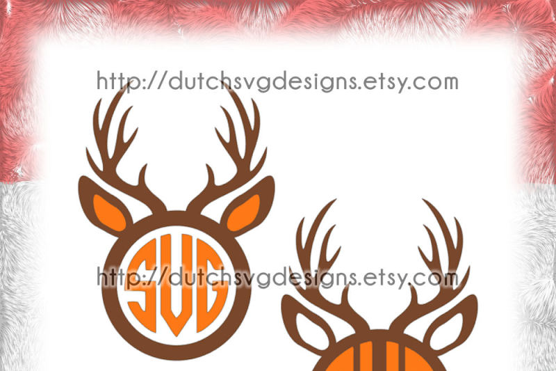 Download Free Set Of 2 Reindeer Monogram Frame Cutting Files In Jpg Png Svg Eps SVG DXF Cut File