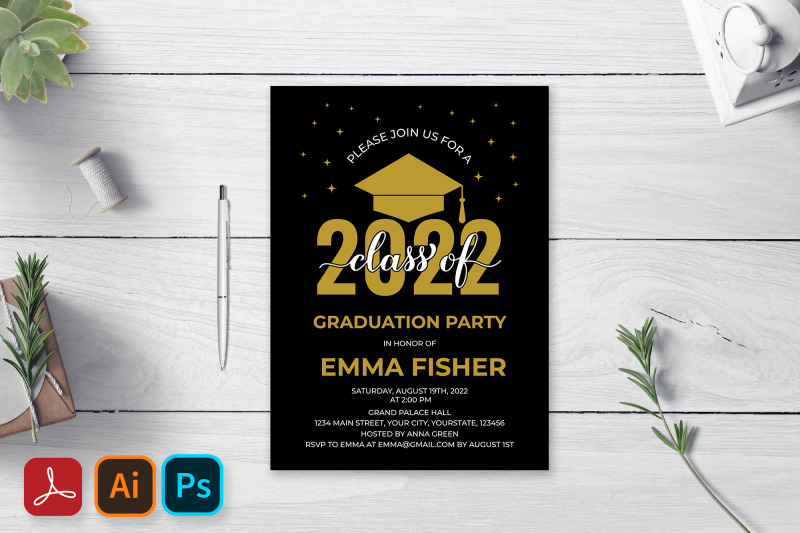 Class of 2022 Graduation Party Invitation Editable Template, Grad Party ...