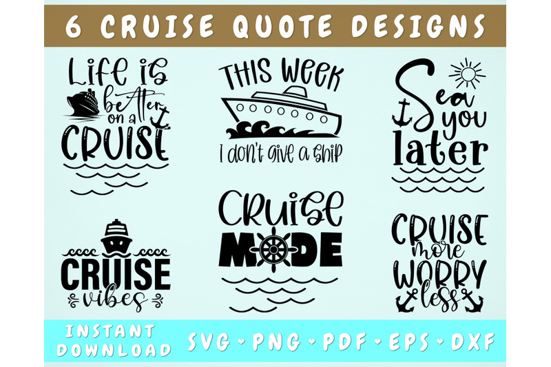 Cruise Quotes SVG Bundle, 6 Designs, Cruise Sayings SVG, Cruise Vibes ...