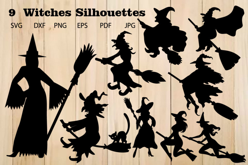 Flying Witches Silhouettes SVG Bundle By JulyDigitalImages | TheHungryJPEG