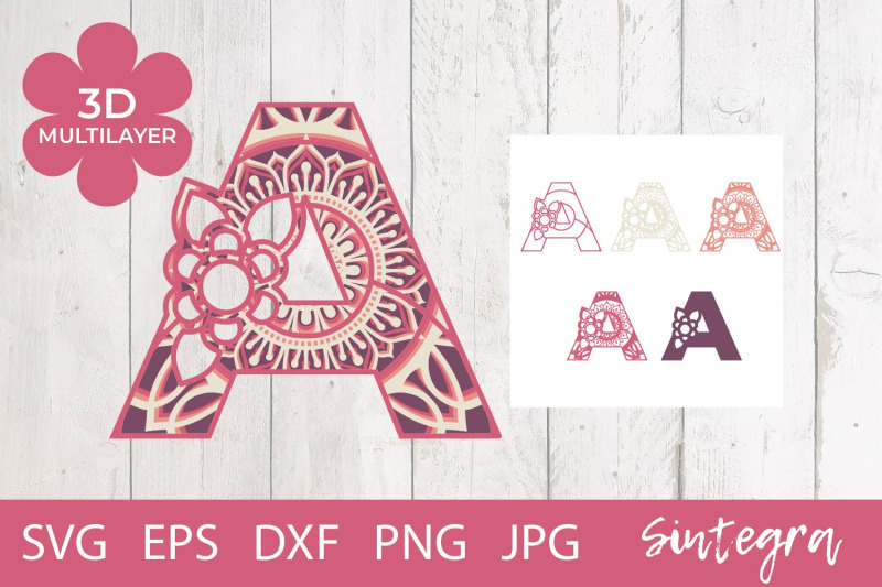 Floral Letter A Mandala 3D Multilayer SVG Cut File By Sintegra ...