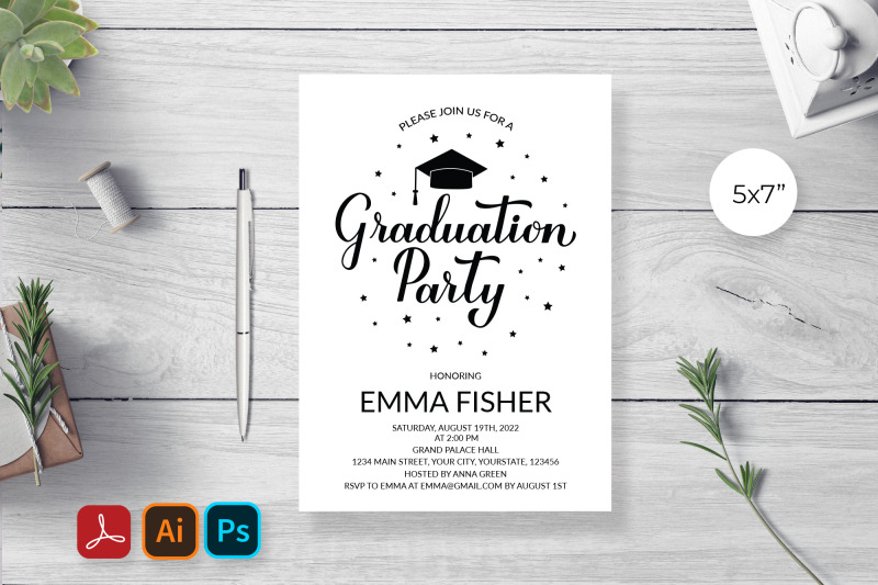 Graduation Party Invitation Template, Editable Grad Party Invite, Grad ...