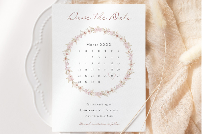 Save The Date Card Wedding Hydrangea Template Editable Invitation Card ...