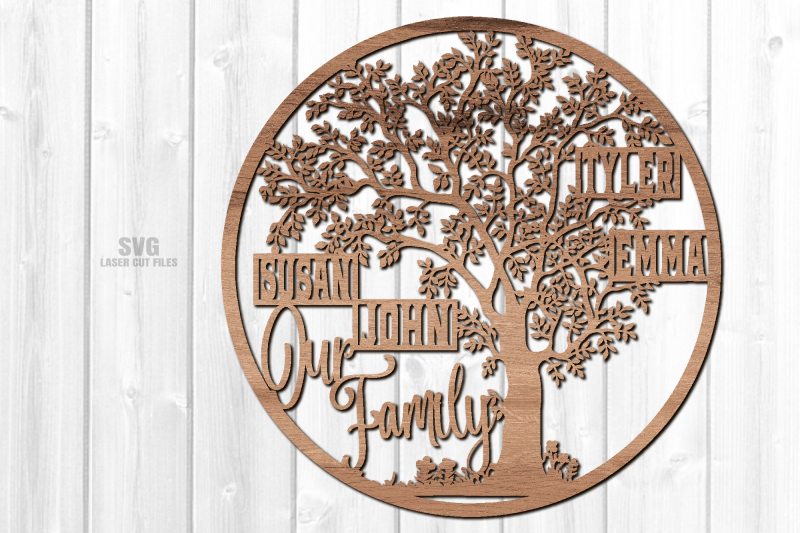 Monogram Family Tree SVG Laser Cut Files | Round Sign SVG Glowforge By ...