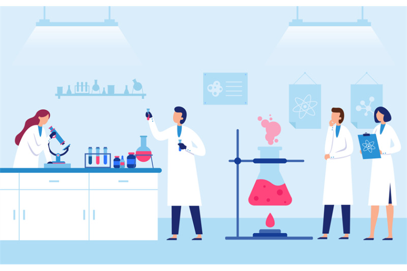 Scientists team work in laboratory with equipments By Tartila ...