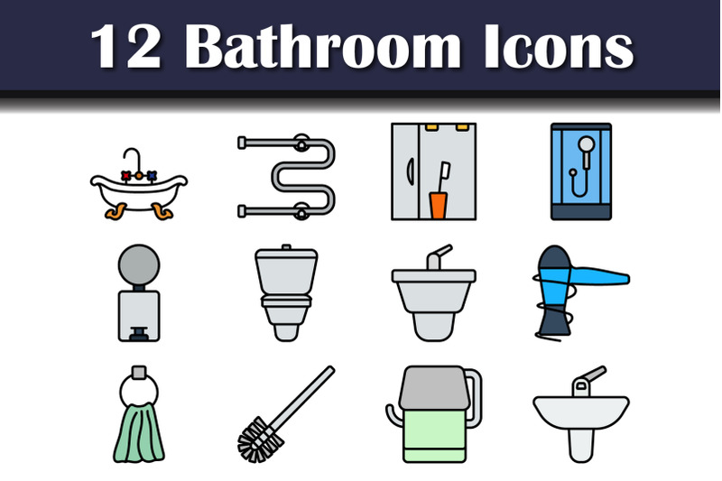 Bathroom Icon Set By Angelp | TheHungryJPEG