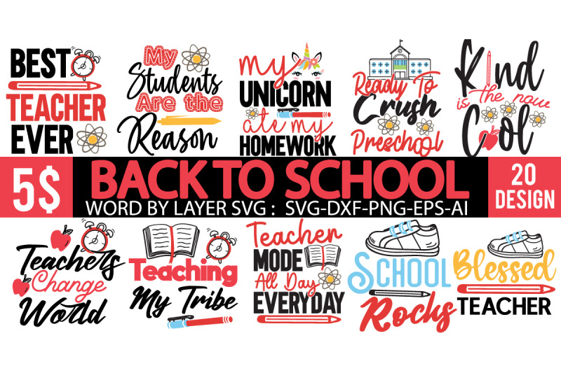 Back to School Svg Bundle , Teacher SVG Bundle , Back to School SVG By ...